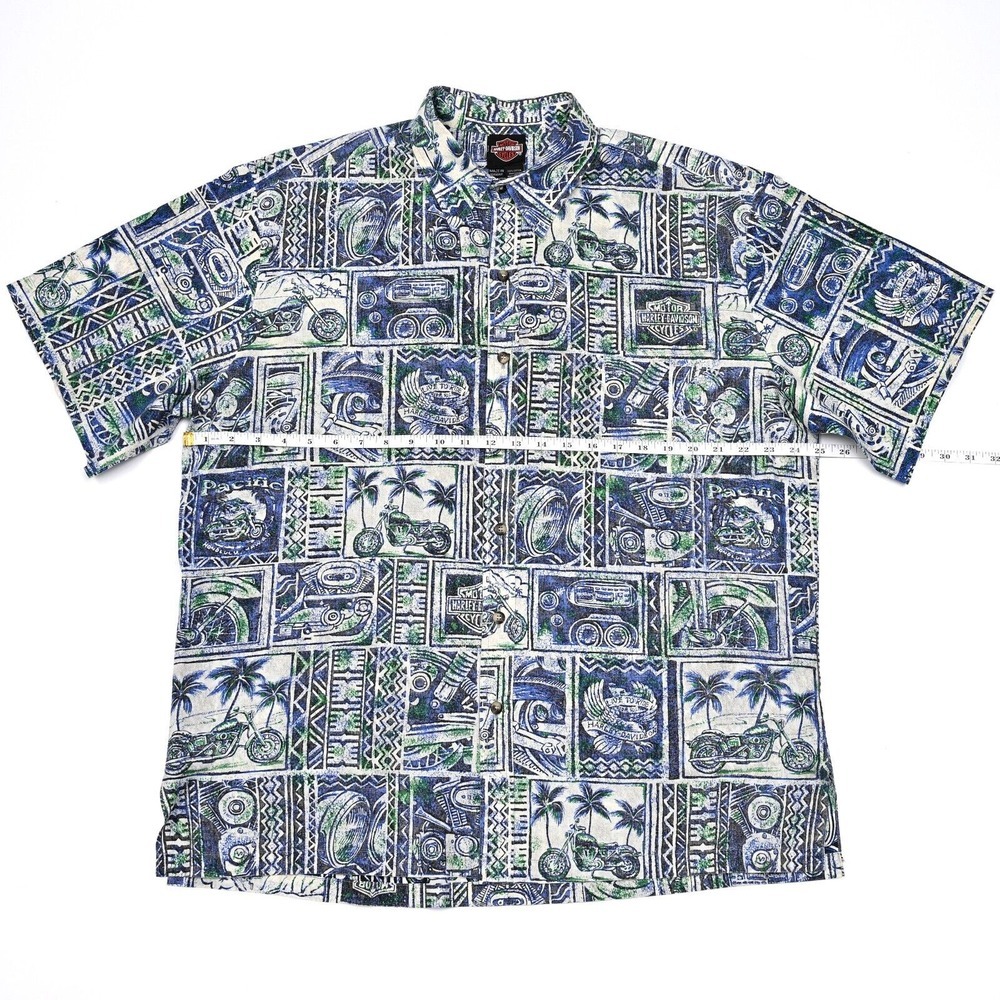 Harley Davidson Tori Richard Hawaiian Camp Shirt Mens XL Abstract All Over Print - Picture 4 of 10